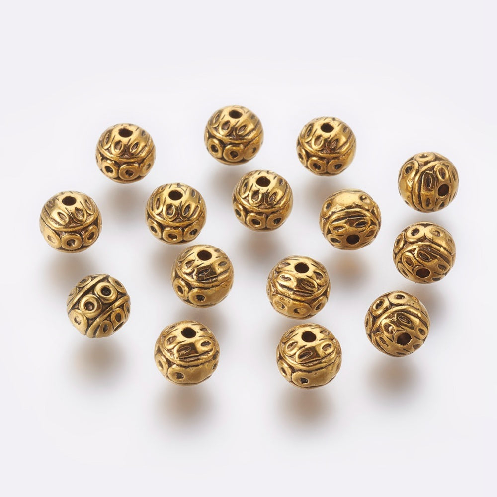 Alloy Beads, Golden 10 pkg