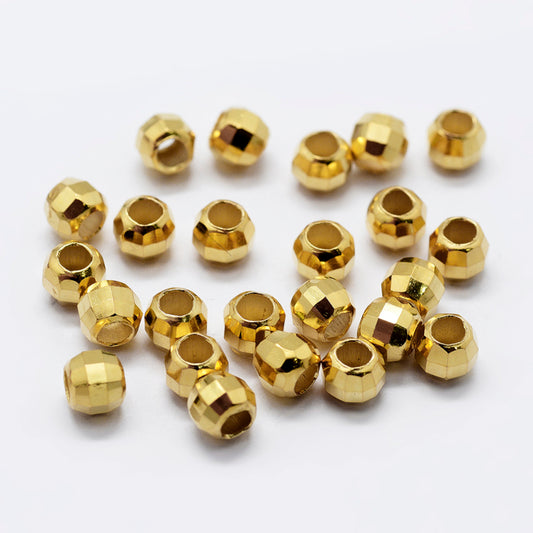 925 sterling silver faceted spacer beads, golden