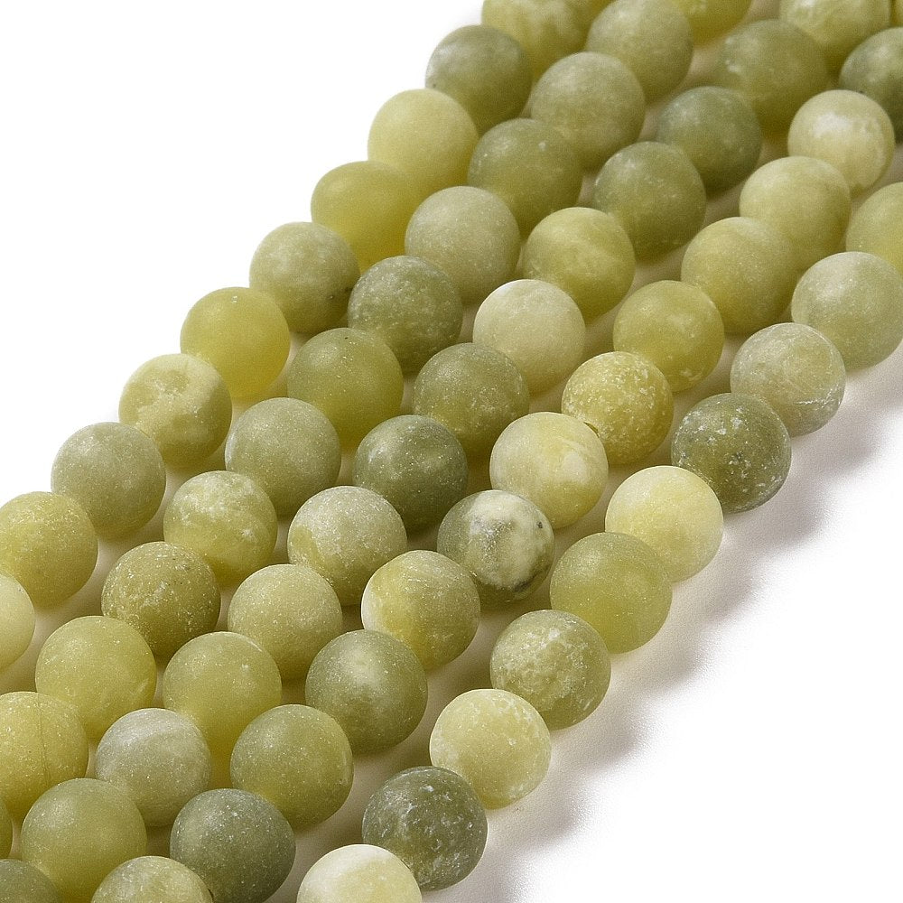 Round Frosted Natural TaiWan Jade Bead Strands 6mm