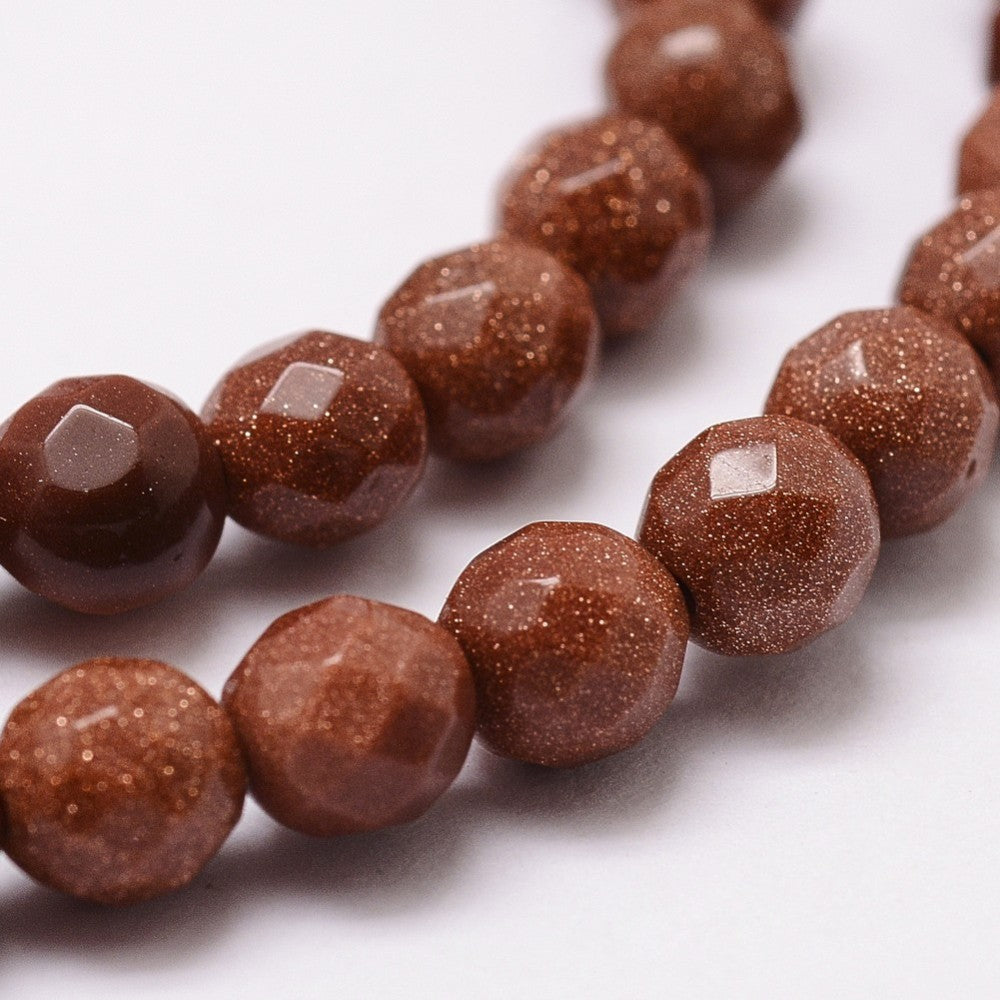 Faceted Brown Goldstone 8mm
