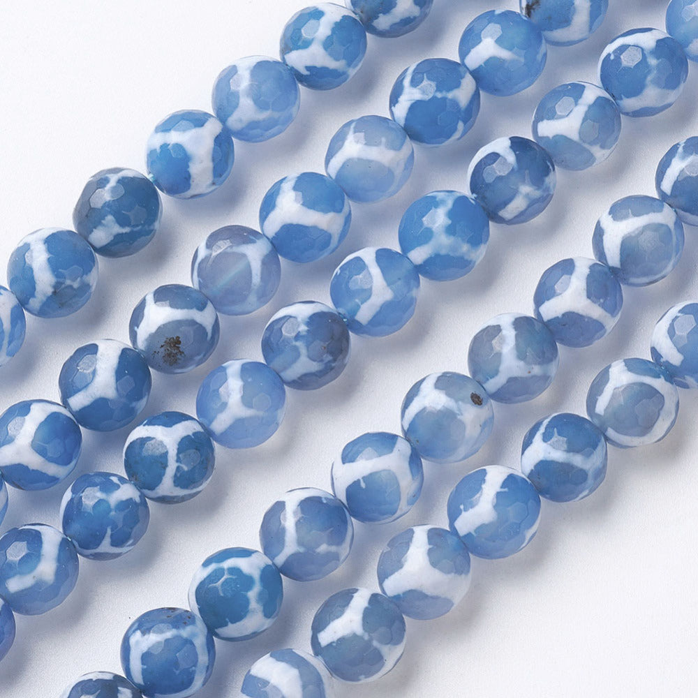 Natural Grade A Agate Beads Strands, Round, Faceted