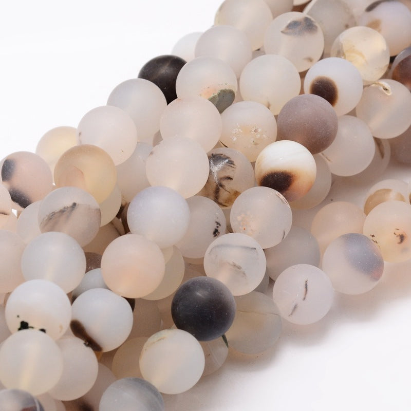 Frosted Natural Agate Round Beads Strand 8mm