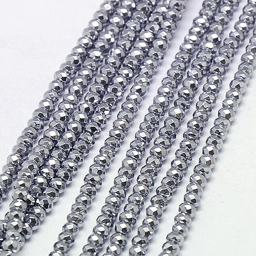 Faceted Hematite Rondelle Bead Strands