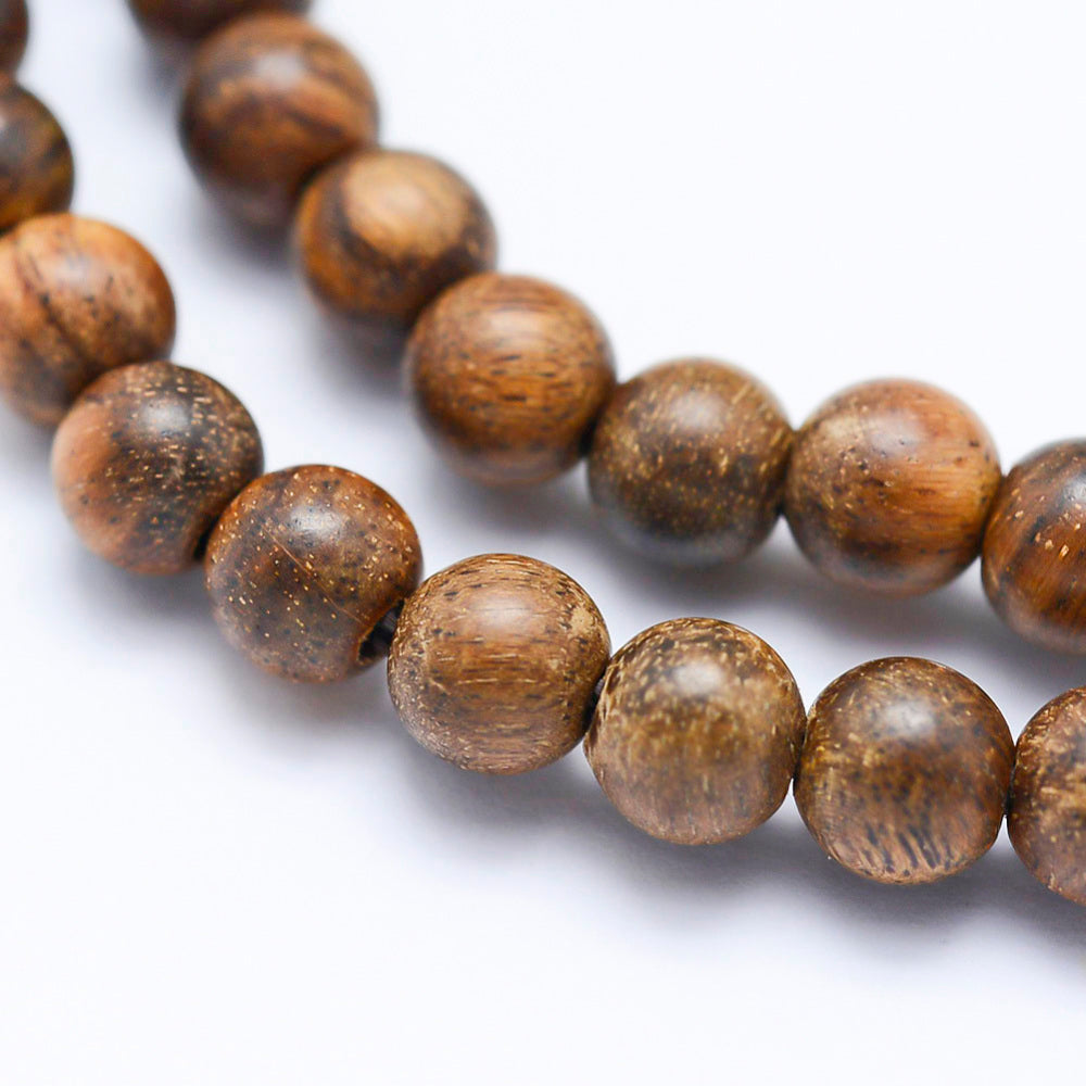Natural African Padauk Wood Beads Strands, Undyed 8mm