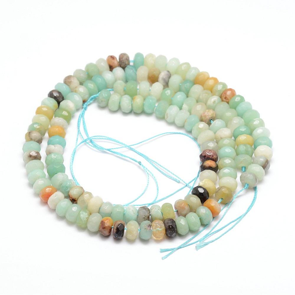 Faceted Natural Flower Amazonite Rondelle Beads Strands