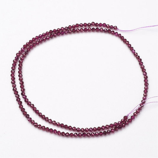 Natural Garnet Bead Strands, Grade AA, Faceted, Round Size: about 4mm