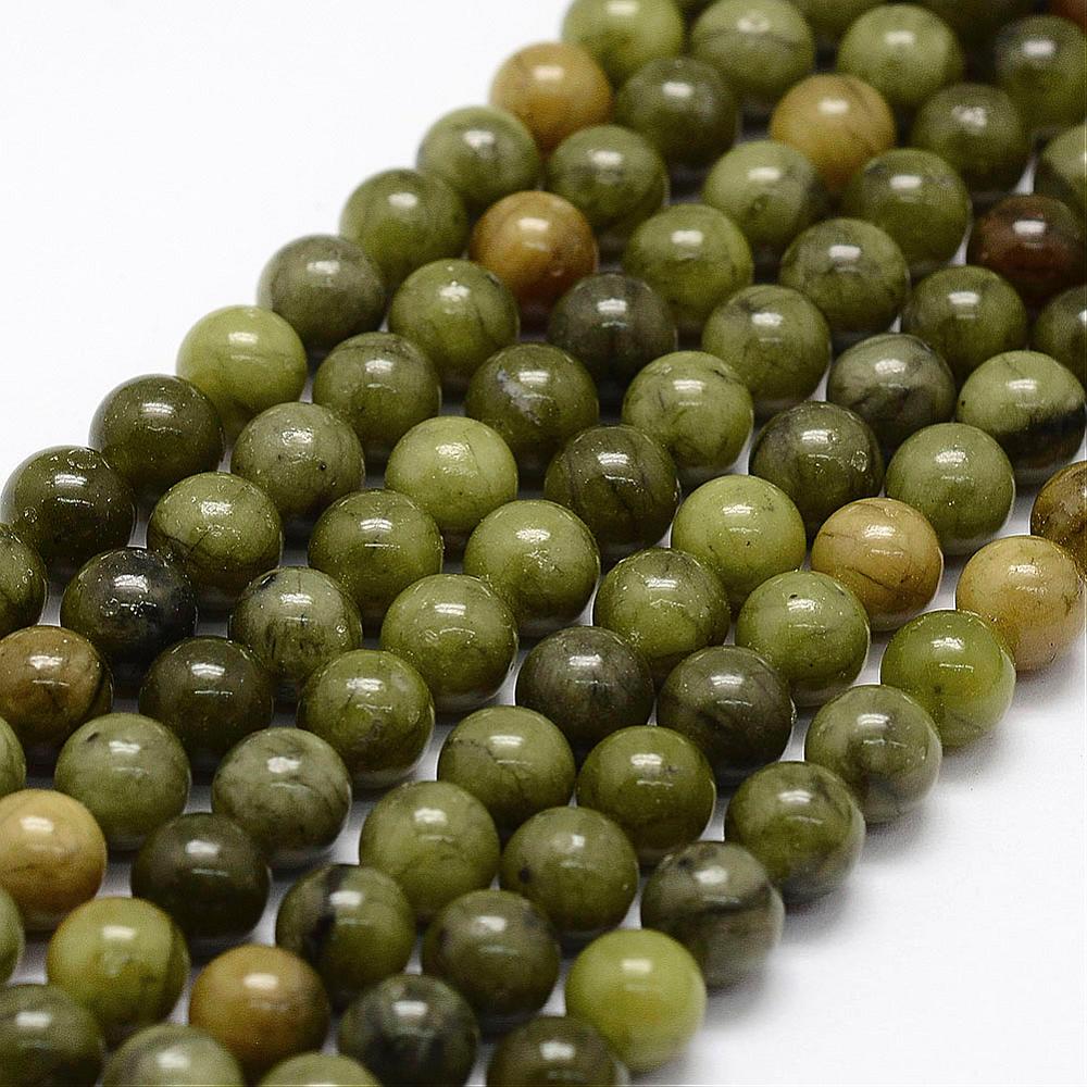 Natural Chinese Jade Beads Strands, TaiWan Jade, Round, Size: about 6mm