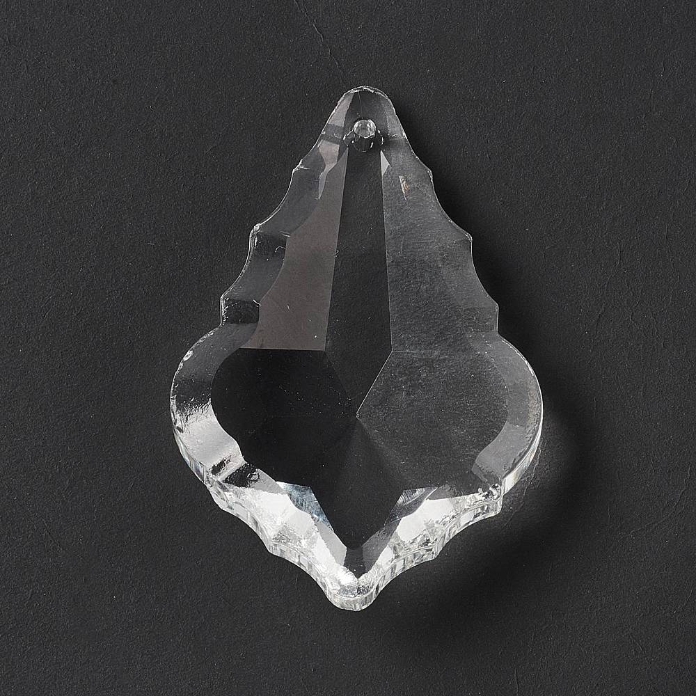 Transparent Glass Big Pendants, for Chandelier Crystal Hanging Pendants, Faceted, Leaf