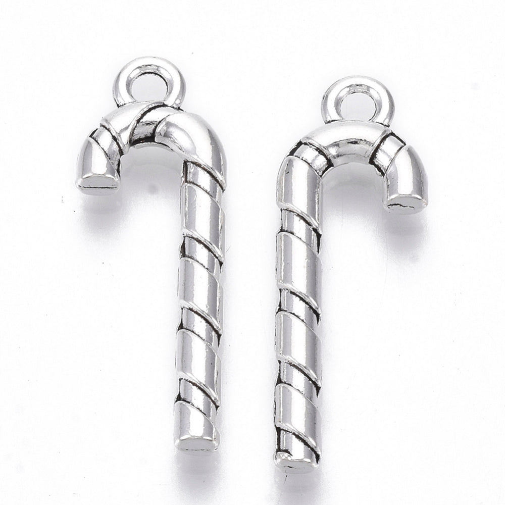 Tibetan Style Alloy Candy Cane Charm 4 pack