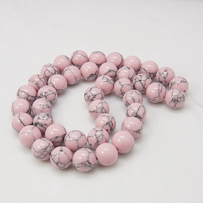 Turquoise Beads Strands, Dyed, Round, Pink 8mm