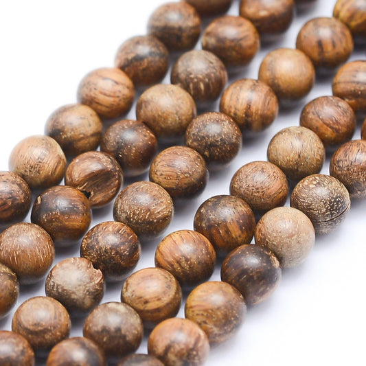 Natural African Padauk Wood Beads Strands, Undyed 8mm