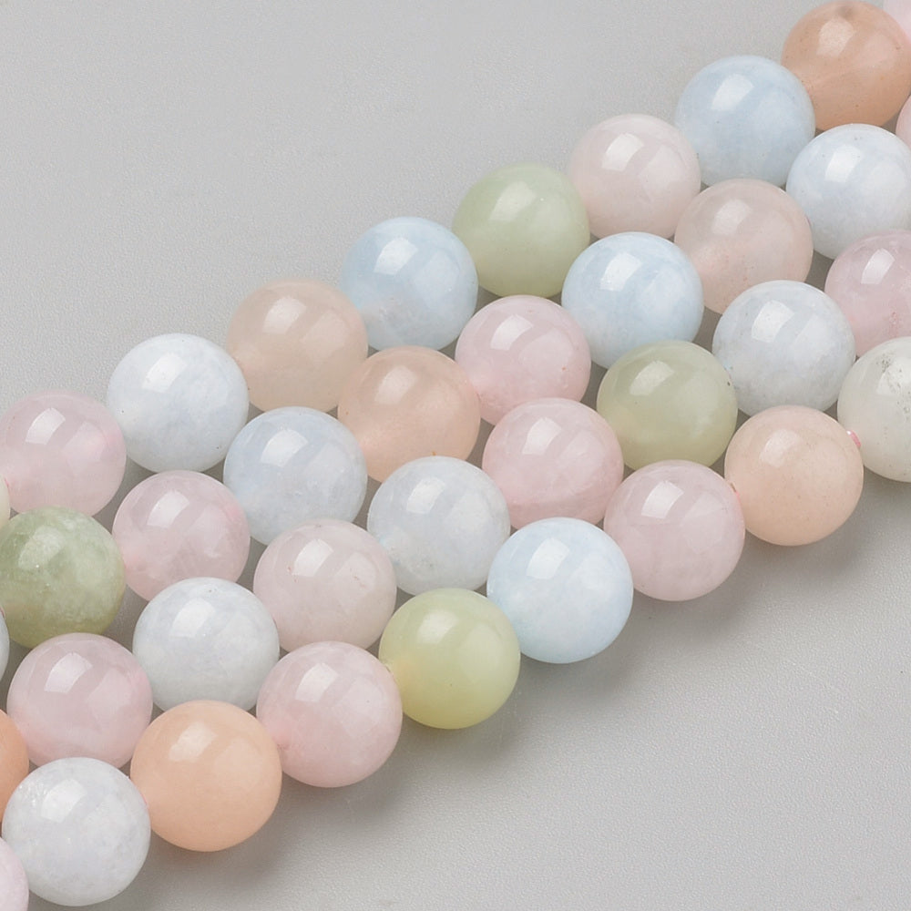 Natural Morganite Beads Strands, Round 6mm