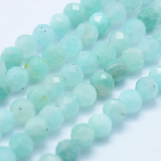 Natural Amazonite Beads Strands, Faceted, Round, Grade AA Size: about 4mm