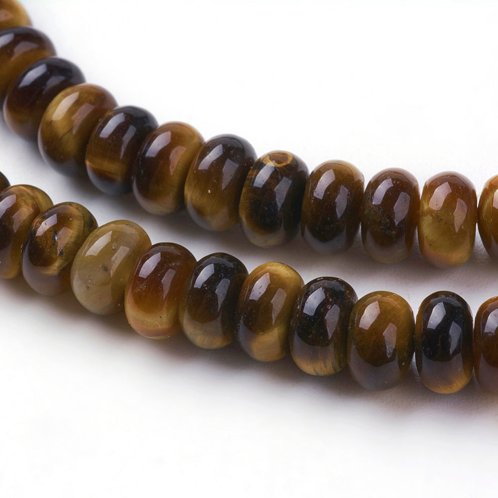 Natural Tiger Eye Beads Strands, Rondelle 6.5mm
