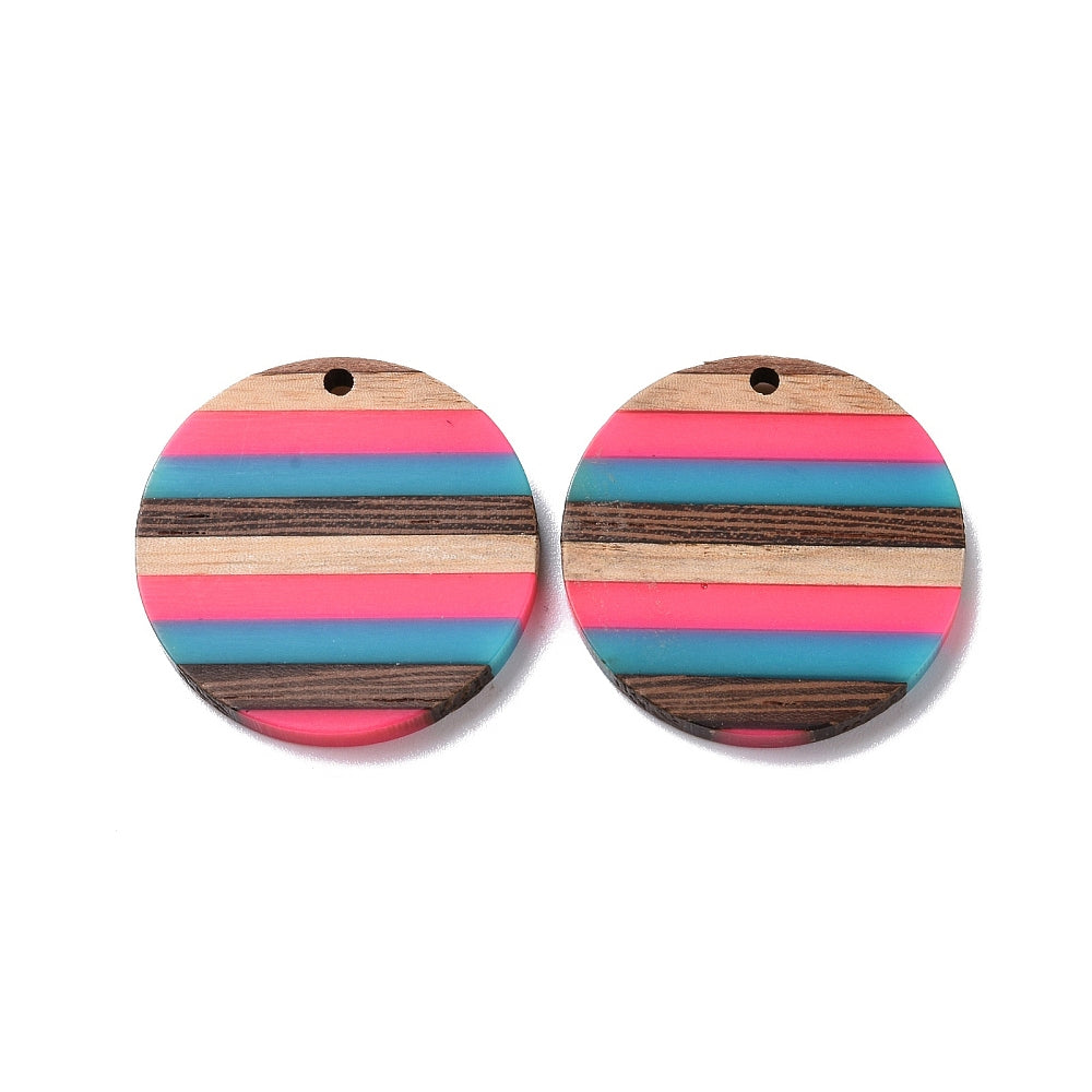 Opaque Resin and Walnut Wood Pendants 2 pack