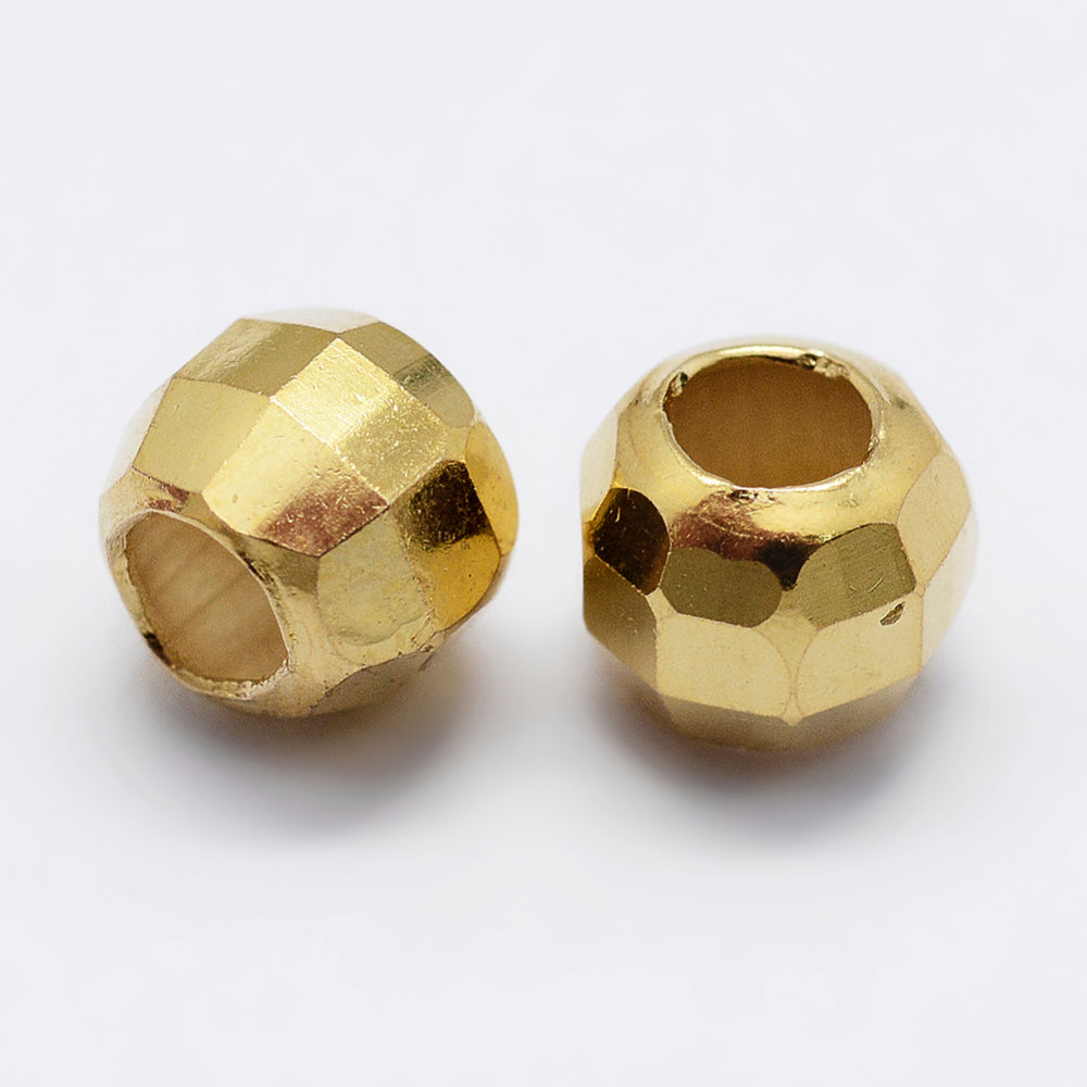 925 sterling silver faceted spacer beads, golden