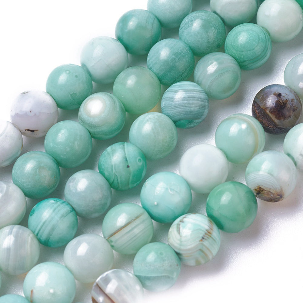 Natural Dyed Agate Beads Strands, Round, Medium Aquamarine 8mm