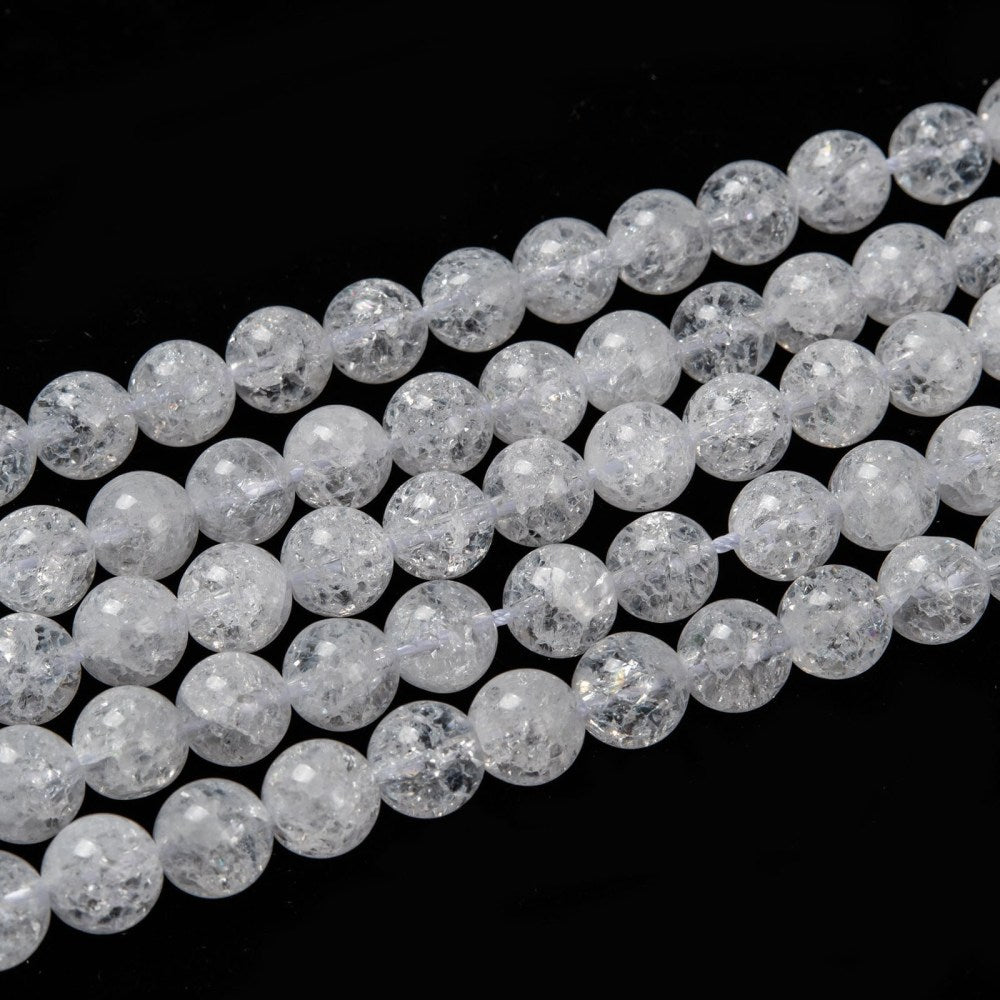 Natural Crackle Quartz Beads Strands, Round, Size: about 8mm