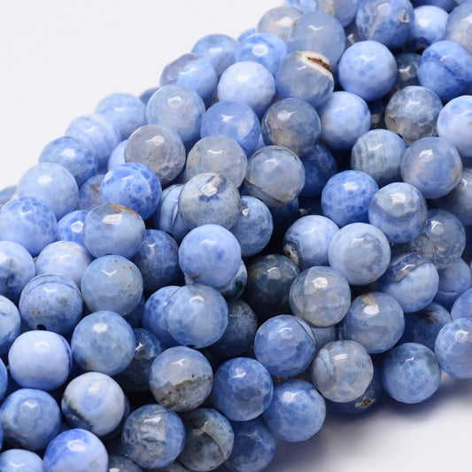 Dyed Natural Agate Faceted Cornflower Blue 8mm