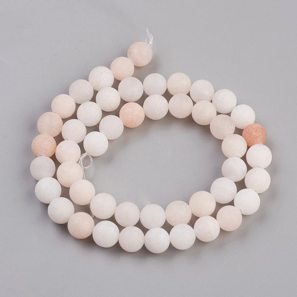 Natural Pink Aventurine Beads Strand Frosted, Round