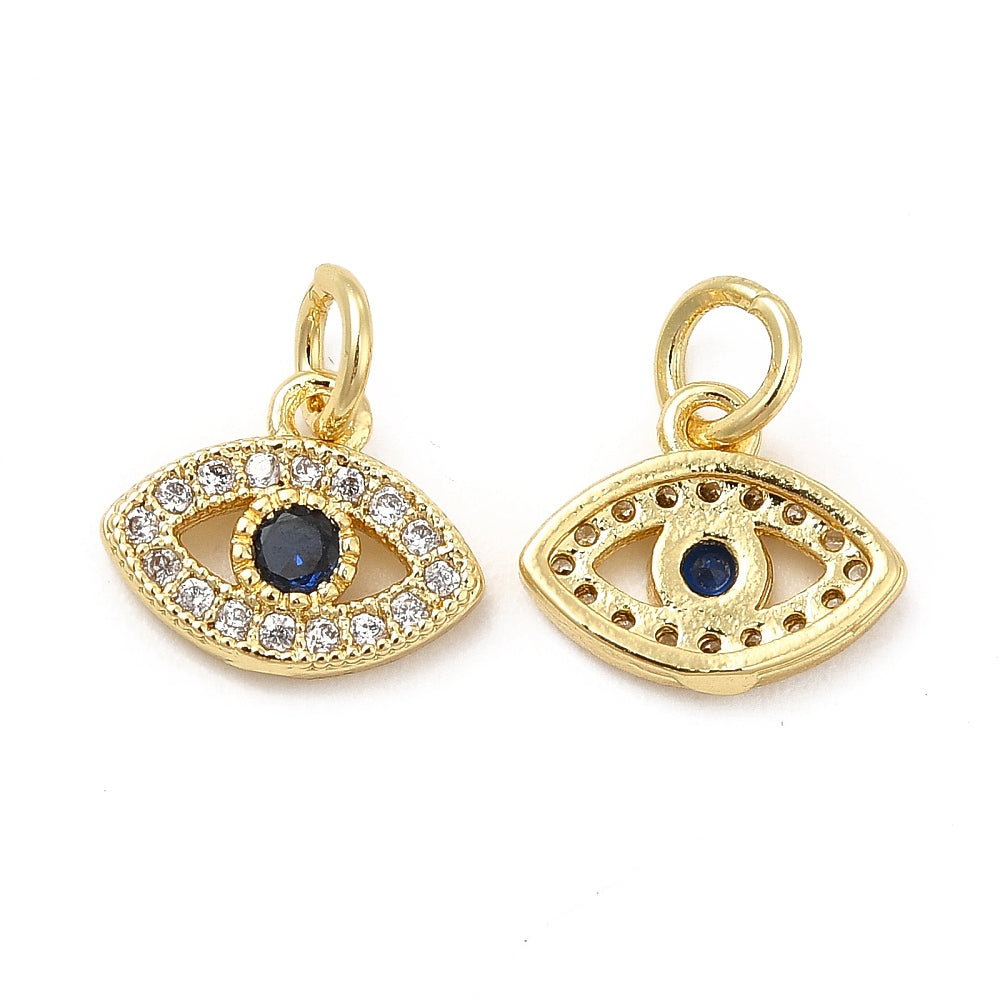Evil Eye Brass Pave Charm with Jump Ring