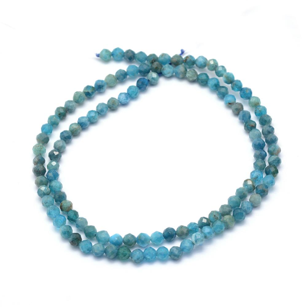 Natural Apatite Beads Strands, Faceted, Round Size: about 4mm