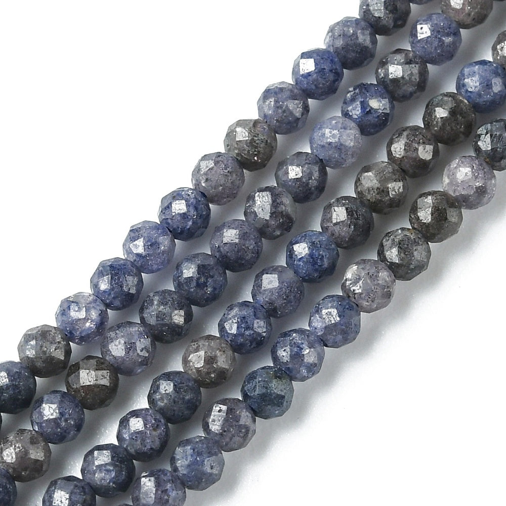 Natural Sapphire Beads Strands, Faceted 4mm