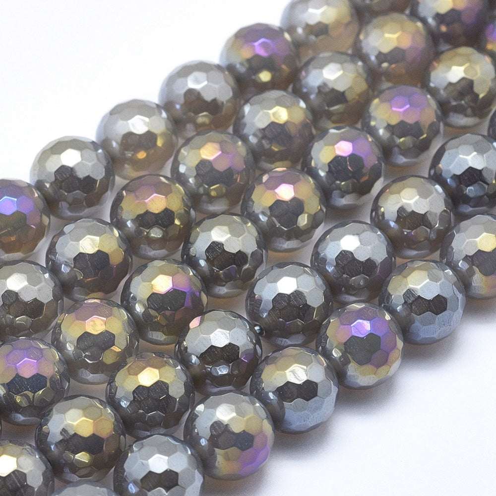 Electroplated Agate Beads 6mm