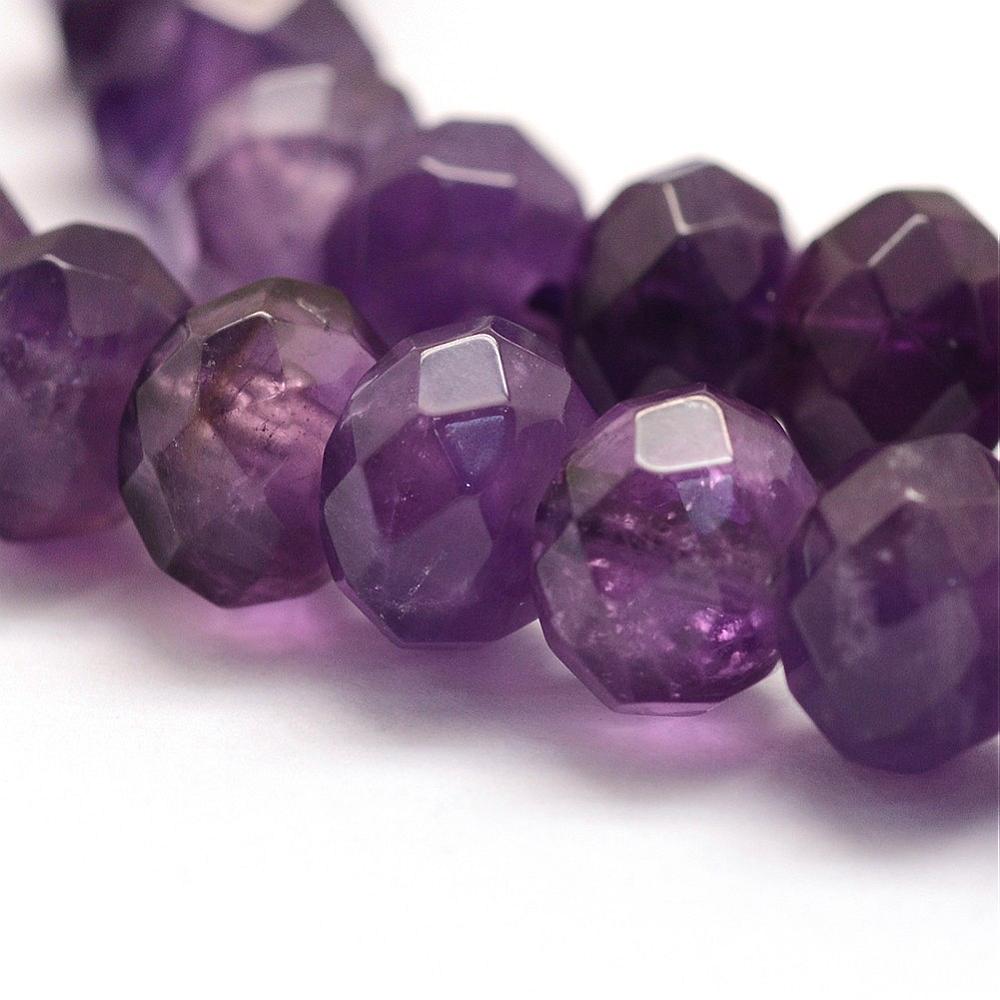 Natural Amethyst Beads Strands, Rondelle, Faceted