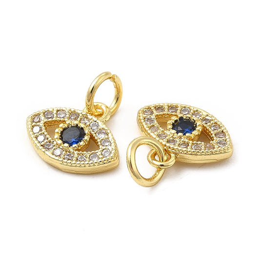 Evil Eye Brass Pave Charm with Jump Ring
