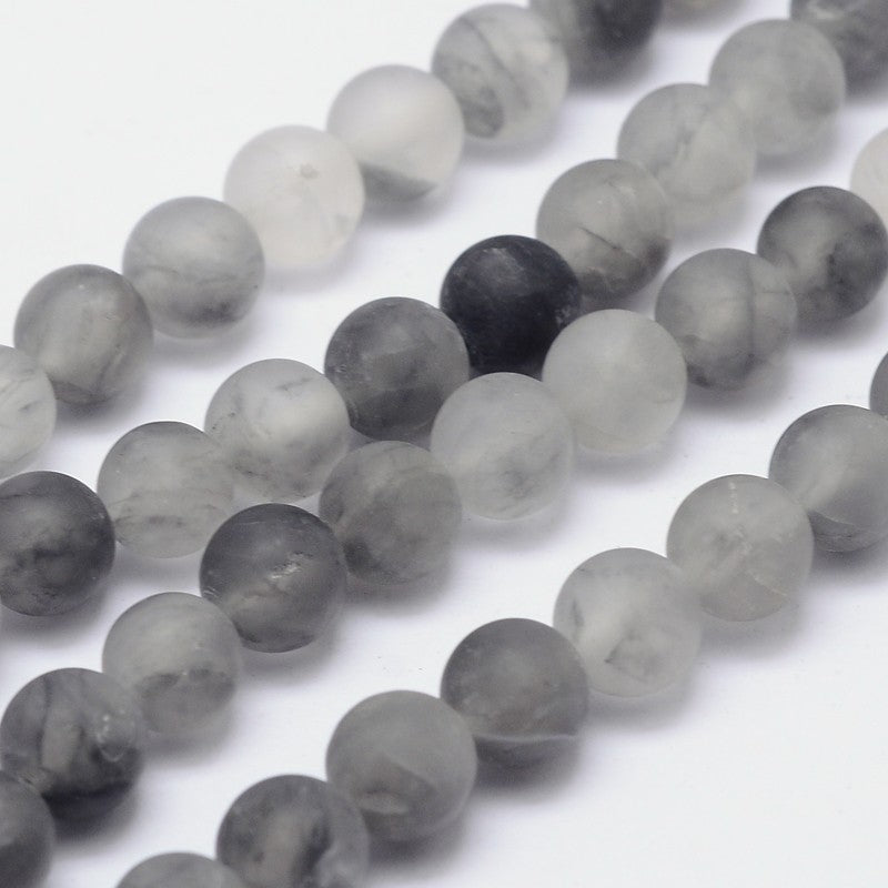 Frosted Natural Cloudy Quartz Round Beads Strands 8mm