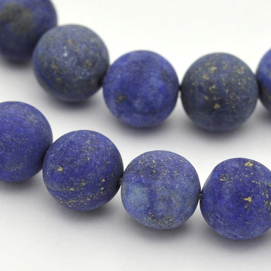 Natural Lapis Lazuli Round Beads Strands, Frosted, Dyed Size: about 8mm