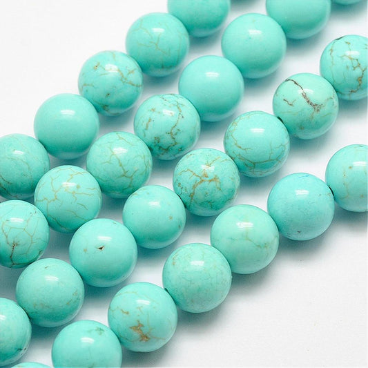 Natural Howlite Beads Strands, Dyed & Heated, Round Size: about 8mm