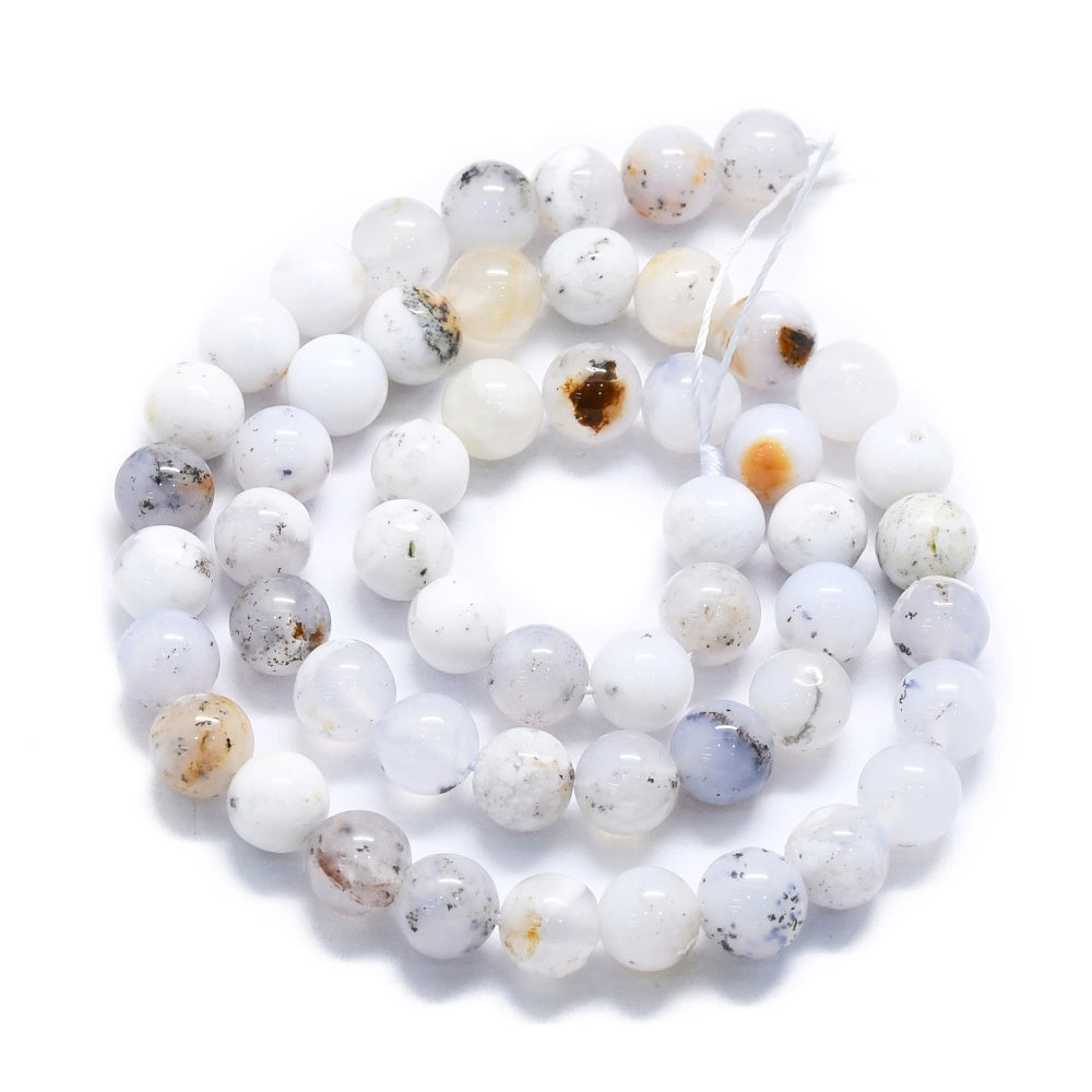 Natural White African Opal Beads Strand, Round