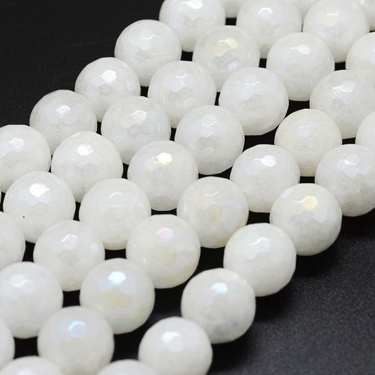 Jade White Electroplated Faceted